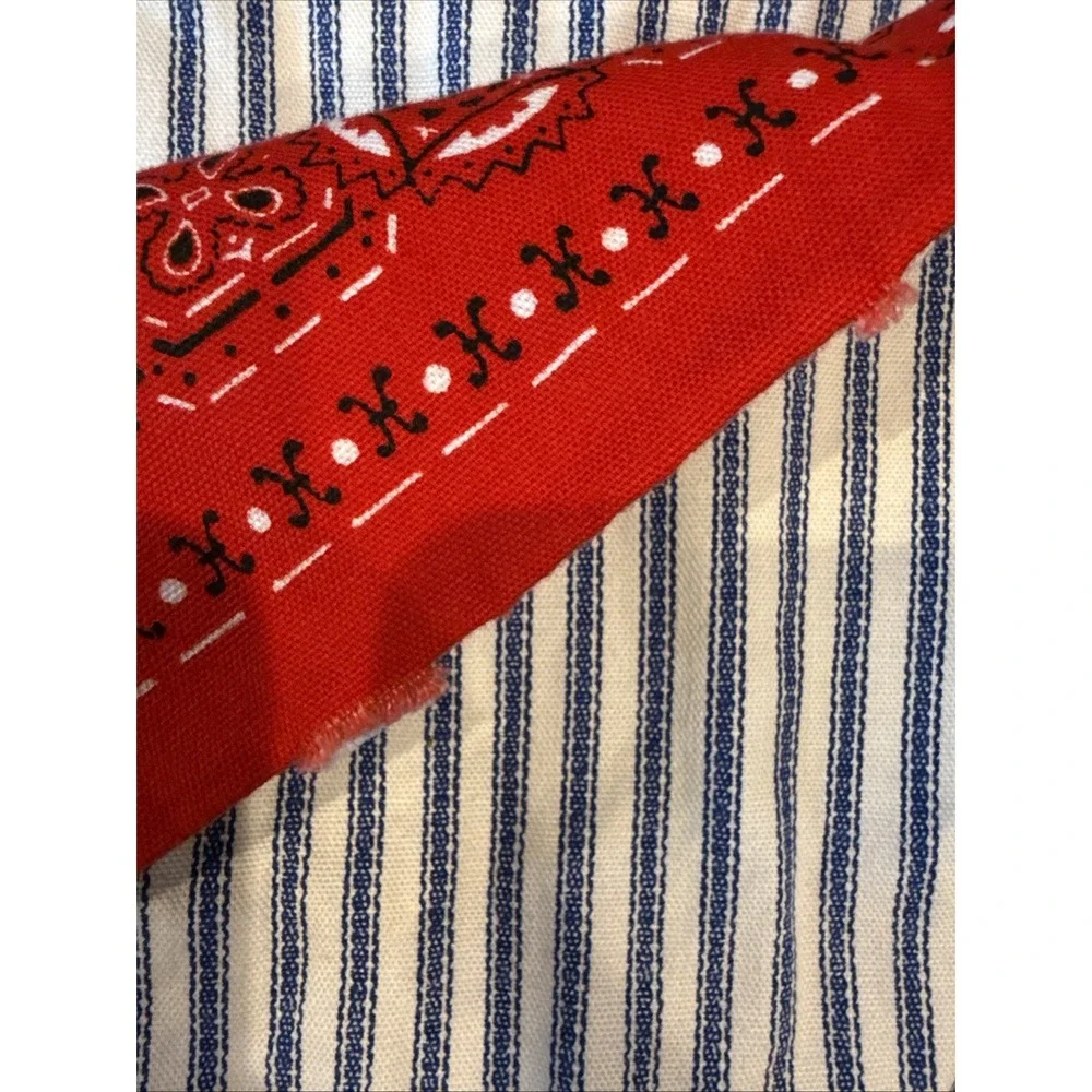 2 Placemats Apple‎ Country Blue Stripe Red Bandana Reversible FLAW - Picture 8 of 8